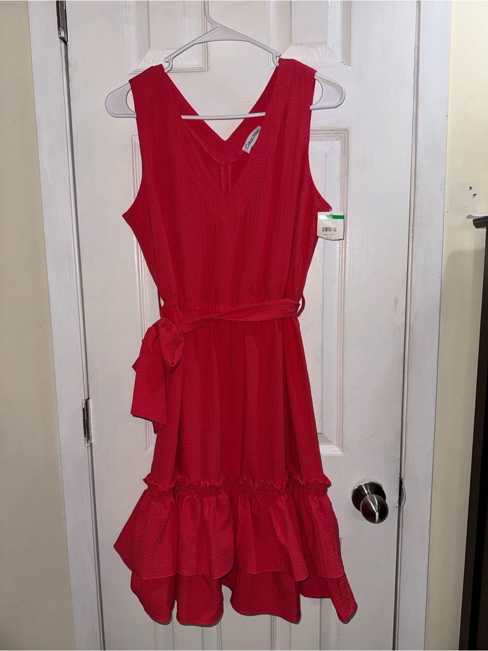 Calvin Klein Pink Tiered Ruffle Sleeveless Dress Size 8 Nwt - Picture 8 of 10